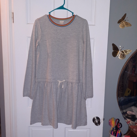 Crewcuts Other - J.Crew Kids Crewcuts Gray Dress with Rainbow Color Collar, Cinched Waist